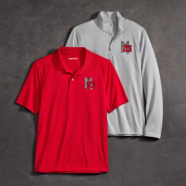 Gift set of a polyester polo and rapid dry quarter-zip pullover.