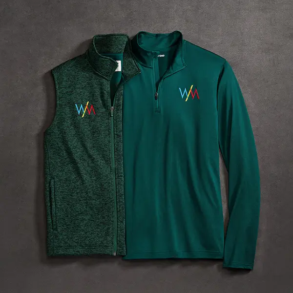 Gift set of a quarter-zip pullover and a sweater.