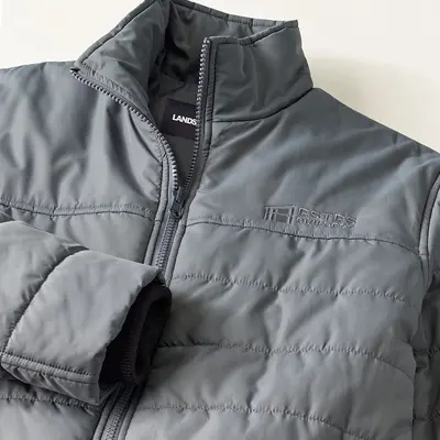 A gray insulated jacket.