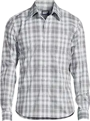 A white and gray checkered Stretch Coolmax dress shirt.